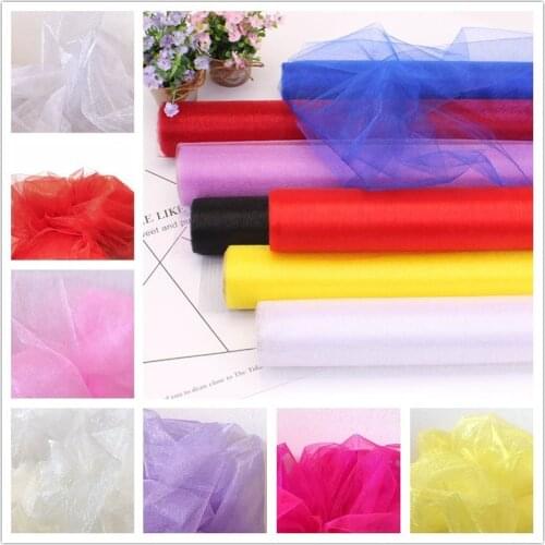 5M 10M Tulle Roll Crystal Fabric Organza Tulle Roll Crafts Wedding Decoration Birthday Party Kids Baby Shower Wedding Decoration