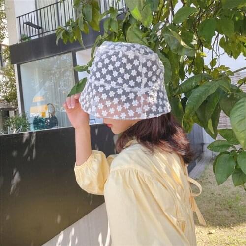 Hat Female Summer Japanese Retro Light Flower Embroidery Sun Protection Lace Sunshade Bucket Cap Fisherman Hat For Women