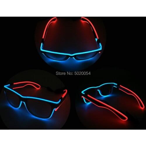 Cheap Price Men Gift Colorful Neon Light Up Glowing Sunglasses LED EL Wire Men Sun glasses Bright Glasses