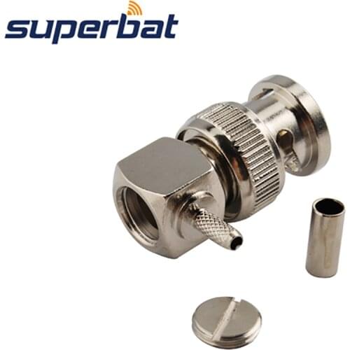 Superbat BNC Crimp Plug Right Angle Connector 75 ohm for Coaxial Cable RG179,RG174,RG316,LMR100