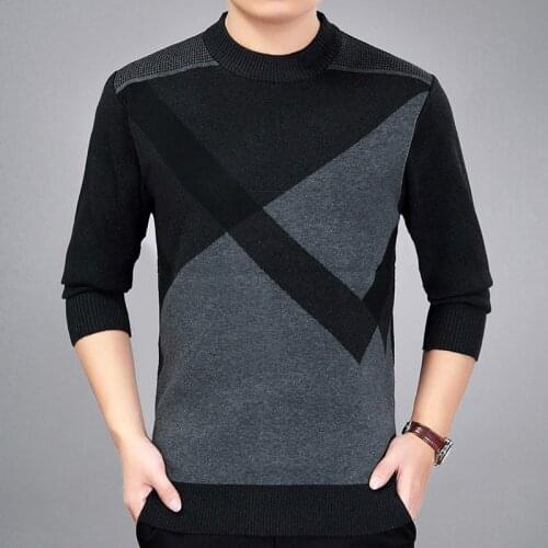 Men Sweater Winter Round neck Knitted Sweaters Autumn Mens Casual Cashmere Pullovers Fashion Spliced Warm Knitting Jumper Male