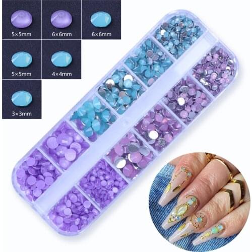 Nail Art Resinstone Decorations Mixed Size Color Nail Jewelry Design Kit 12 Grids Mica For Nails Manicure 3d Nail Charms Diamond