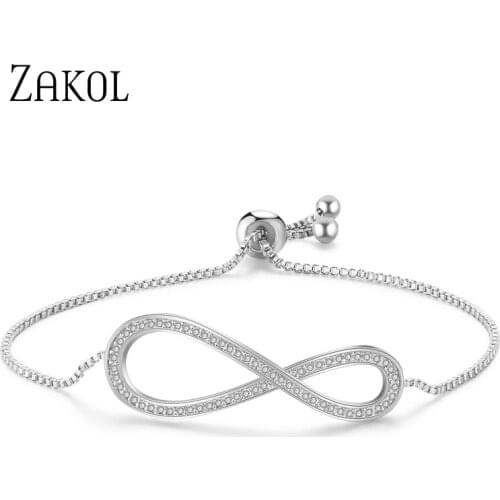 ZAKOL Trendy Cubic Zircon Adjustable Bracelets & Bangle For Women Fashion Party Jewelry Gift FSBP2030