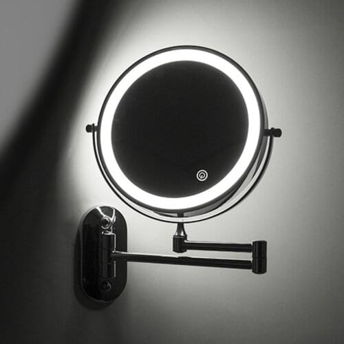 8" Magnifying LED Light Makeup Mirror 10x Magnification Foldable Touch Screen Bathroom Shaving Wall Mounted Illuminated Mirror