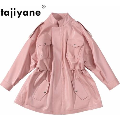 Spring Autumn 100% Real Leather Jacket Women Natural Sheep Leather Jackets Sheepskin Coat Korean Long Genuine Leather Coats PY15