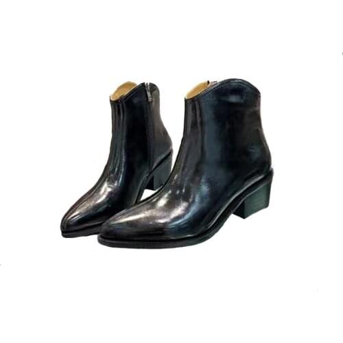 Knight Boots Women Genuine Cowhide Luxury Italy Designed High End Shoes Fashion Style Comfortable Square High Heels 21 Autumn