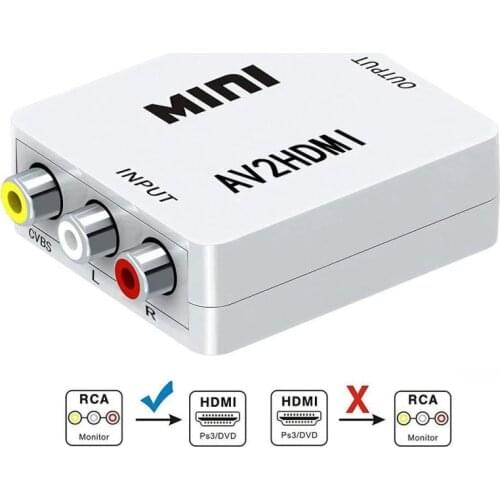 1080P Mini RCA AV Male to HDMI Female Converter Adapter Full HD Composite CVBS to HDMI AV2HDMI Audio Converter