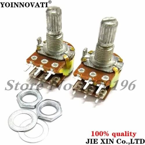5pcs WH148 B1K B2K B5K B10K B20K B50K B100K B500K 6Pin 15mm Shaft Amplifier Dual Stereo Potentiometer 1K 2K 5K 10K 50K 100K 500K