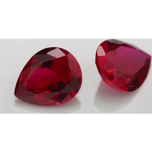 50PCS 3x5~10x12mm Pear Shape Loose Corundum Dark Red Color AAAAA Synthetic stone For Jewelry DIY Gems Stone 8