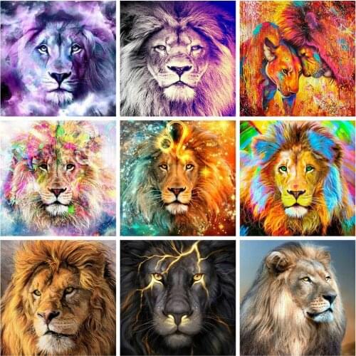 DIY diamond embroidery Cross stitch lion Rhinestone picture 5D Diamond art kit animal living room decor