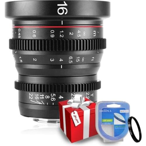 Meike 16mm T2.2 Manual Focus Aspherical Portrait Cine Lens for Mount Olympus Panasonic Lumix MFT, M4/3 G9 GH1 GH2 GH3 G6 E-P5