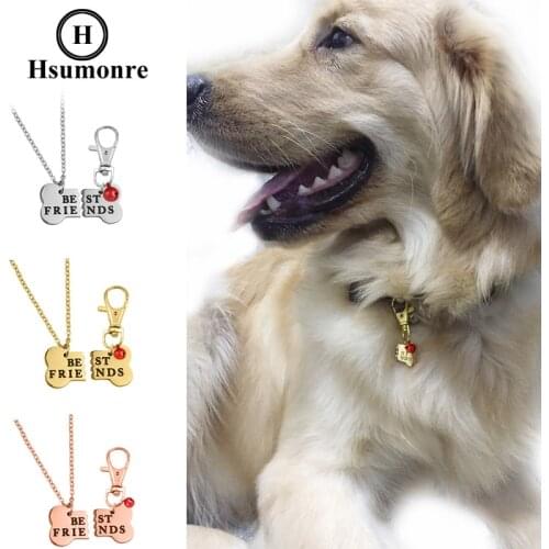 Best Friend Dog Necklace Keychain Engraved Bone Pendant Tag Pet Tag Collar Dog-Human Jewelry Dog Lover Gifts Stainless Steel