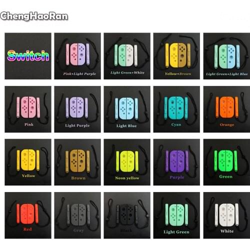 ChengHaoRan Pink Blue Housing Shell Case Cover for Nintend Switch NS Joy-Con Animal Crossing Console w/L R Wrist Strap Hand Rope