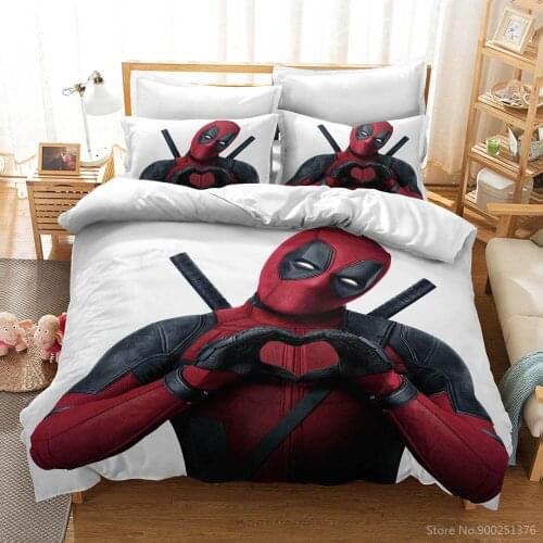 Disney Cartoon Deadpool Bedding Set Queen King Size Duvet Cover Set Comforter Cover with Pillowcase Set Home Textile Bedclothes
