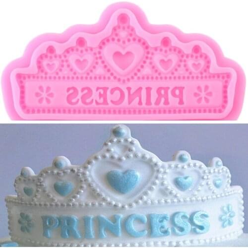 DIY Princess Crown Silicone Mold Baby Birthday Cupcake Topper Fondant Cake Decorating Tools Candy Chocolate Gumpaste Moulds