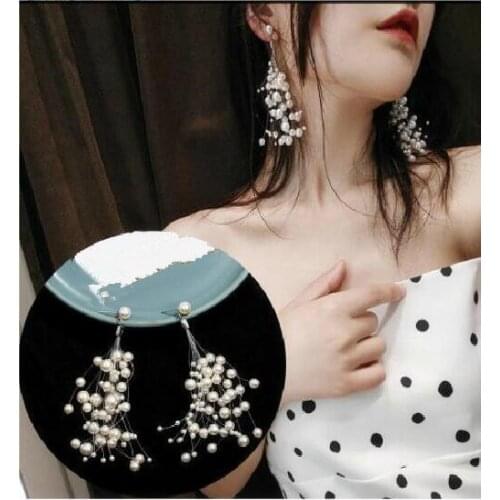 Ex256 Wedding Party Fashion temperament Simple Tassel fishing line Imitation pearls Earrings Womens Jewelry Accessories