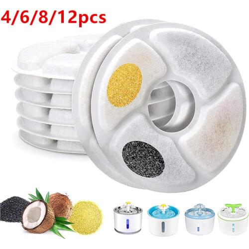 4/6/8/12pcs Pet Fountain Dispenser Filters Replacement Activated Carbon Filter Pet Cat Dog Water Drinking Filter Pet Supplies