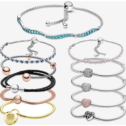 FURUYA 925 Solid Silvery Charm Bangle Rose Golden Color Daisy Flower Barrel Clasp Snake Chain Sliding Bracelet Women Jewelry