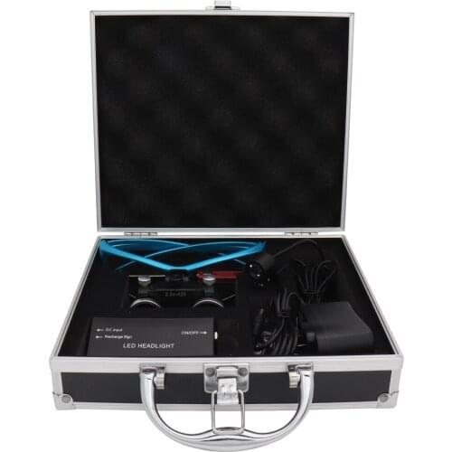 2.5x420mm Blue Dental Loupe Magnification Binocular Dental Magnifier Surgery Surgical Magnifier 3W Headlight