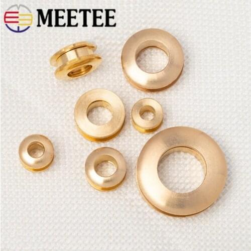 Meetee 5pcs 11-28mm Solid Brass Round Screw Eyelets Button Fashion Bags Metal O Ring Buckles DIY Copper Eyelet Clasp Accessories