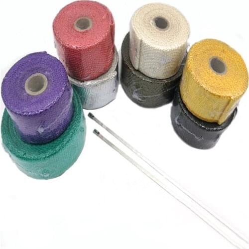 Motorcycle Exhaust Thermal Tape Header Heat Wrap Manifold Insulation Roll Resistant With Stainless Ties Fiber Insulation Tape 5M