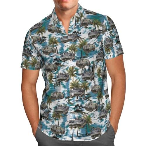 Armored car 3D Beach Hawaiian 2021 Summer Mens Shirt Short Sleeve Shirt Streetwear Oversized 5XL Camisa Social Chemise Homme-1