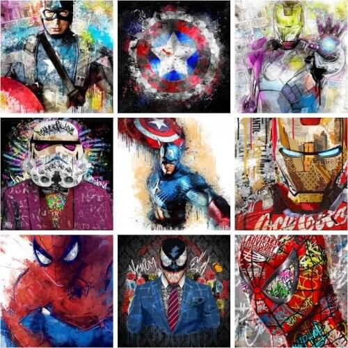 Marvel Spiderman Street Art Canvas Painting Avengers Comics Posters and Prints Wall Art Picture for Kids Room Decoration Cuadros