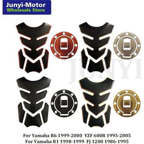 For Yamaha YZF R1 1998 1999 R6 1999 2000 YZF 600R FJ1200 Fuel Tank Pad Gas Cap Cover Sticker Decal Grip Motorcycle Accessories