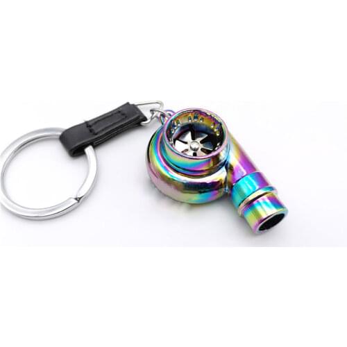 Real Whistle Sound Turbo Keychain Sleeve Bearing Spinning Auto Part Turbine Turbocharger Key Chain Ring