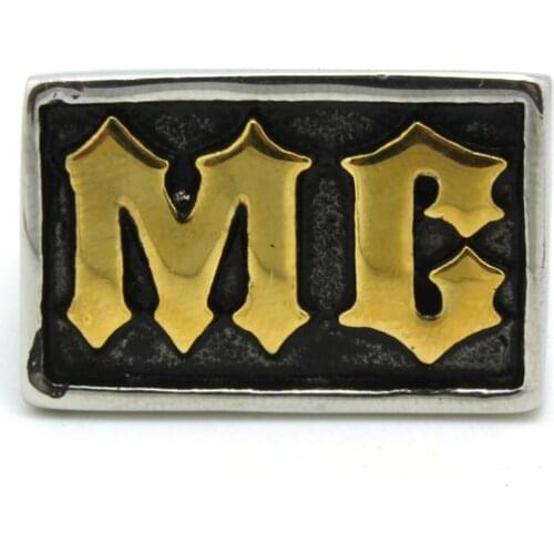 Newest Design Golden MC Ring 316L Stainless Steel Top Popular Golden MC Biker Cool Ring From Size 8 -14