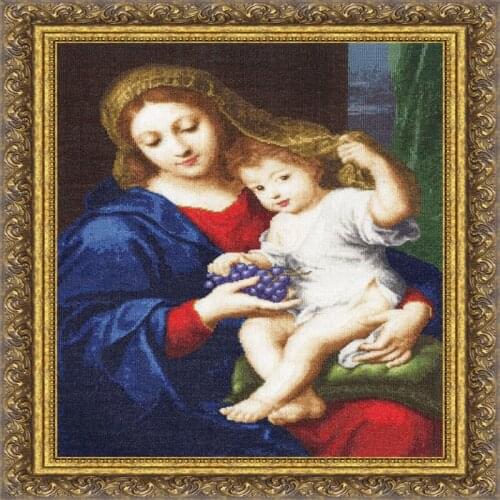2020 New Arrival Embroidery Madonna with Grapes Cross-Stitch with 14CT Aida Counted Canva & Free Shipping for Home Decor or Gift