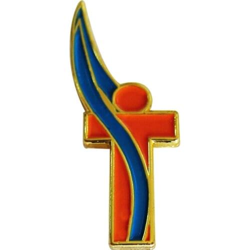 New design painted zinc alloy badge butterfly buckle on the back electroplated silver gold badge