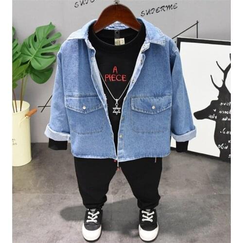 2 3 4 5 6 Years Kids Clothing Sets Spring Autumn Korean Fashion Long-sleeved Shirt Pants Denim Jackets 3pcs Sportswear For Boys