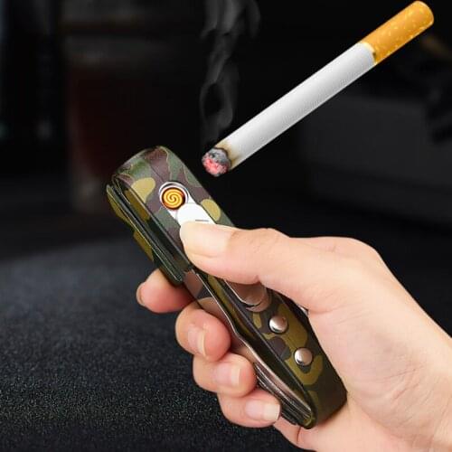 Multifunction USB Rechargeable Electric Lighter Gadgets For Men Cool Windproof Flameless Lighters With LED Lights Laser