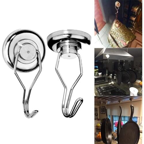 Hot Swivel Swing Powerful Magnetic Hooks Strong Heavy Duty Neodymium Magnet Hooks for Refrigerator Bags Wall