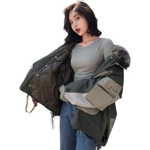 Womens Down Jacket Womens Detachable Liner Fox Fur Collar Warm Coat New Parka Coat Womens Fashion