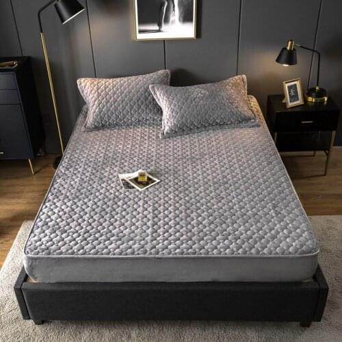 Comfortable Home Textile Flannel Solid Fitted Sheet Mattress Cover Four Corners With Elastic Band Bed Sheet