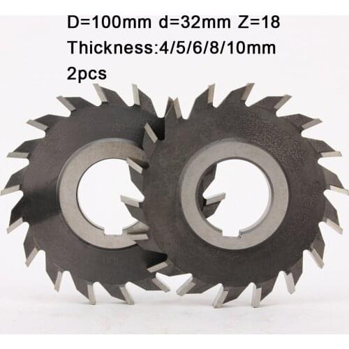 High speed steel wood cutter 2pcs 100*4*5*6*8*10 straight tooth mill three blade cutter metal milling cutter