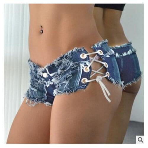 Womens Summer Super Short Denim Shorts Lace-Up Sexy Female Jeans Shorts Skinny Summer Jeans Short For Women