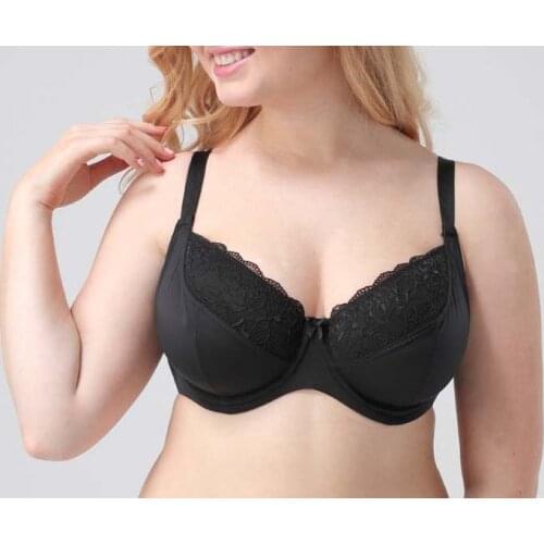2021 Women Bra Black Spandex Net Cloth Comfortable Push Up Women Underwear For Big size Women D/DDD/E/F Cup Plus size bras C011