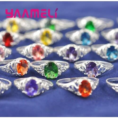 Wholesale Rings for Women Men 925 Sterling Silver with Mixed Cubic Zircon Oval CZ Stone Jewelry Gifts 10PCS Lot