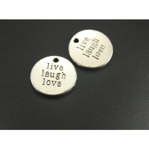 10pcs Silver Color Live Laugh Love Tag Charms Jewelry Making DIY Handmade Craft 20mm A709