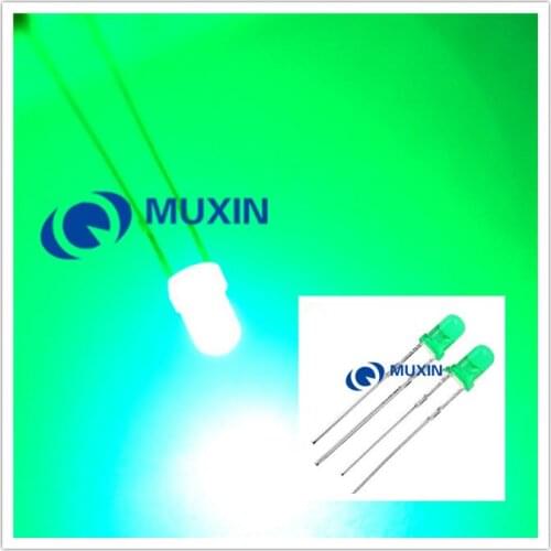 100pcs LED 3mm Diffused Green Color 20mA DC 2V Round Wide Angle DIP 3 mm Light-Emitting Diode PCB LED Lamp Light