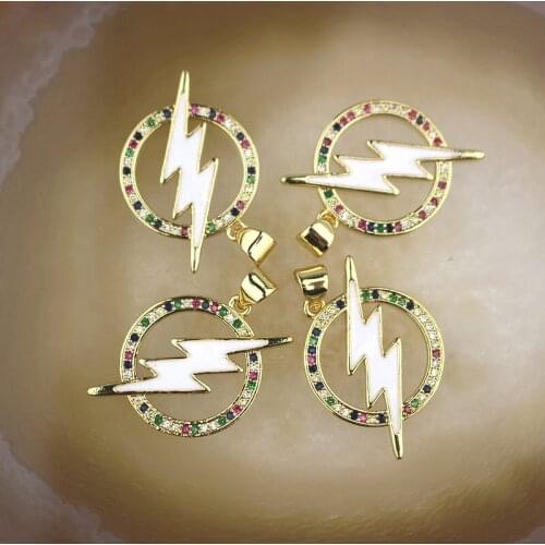 20*20mm 20pcs/lot Fashion colorful cz/enamel pendant,lighting shape cubic zircon charm,necklace/earring component wholesale