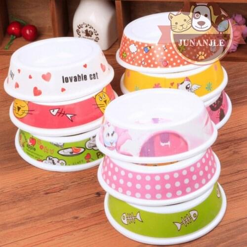 2021 New Melamine Pet Bowl French Bulldog Teddy Bowl Color Cartoon Small Single Bowl Pet Utensil Pet Bowl Plate