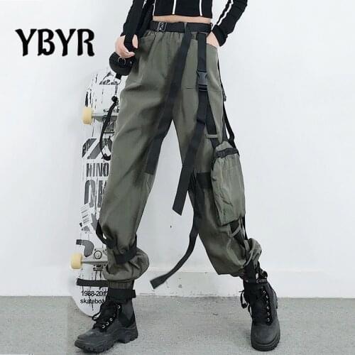 2021 Streetwear Joggers Cargo Pants Women Casual Hip Hop Hit Color Pocket Male Trousers Men Sweatpants Ribbons Techwear Pants