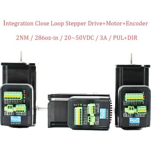 3pcs NEMA23 2N.m DC 20-50V 3A Integrated Closed-Loop Stepper Drive+Motor for Electronic Processing Equipment PUL=DIR