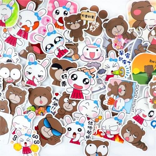 40pcs cute Animal Bear & Rabbit Stickers stickers paper sticker decoration DIY album diary scrapbooking label kawaii stationery