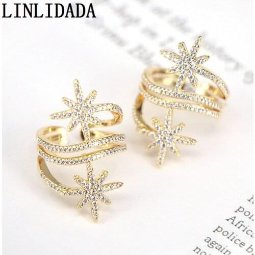 8Pcs Sparkly cz Gold Rings for women New Jewelry Cubic Zirconia Finger Engagement Party Adjusable Rings