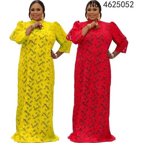 African Dresses for Women 2021 New African Clothes Dashiki Lace Boubou Robe Africaine Femme Bazin Riche Party Africa Dress